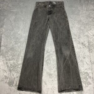 Rogan NYC Jeans Womens 26 Grey Stone Wash Flared‎ Wide Leg Flap Pockets USA Made